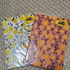 Set of 2 Fuzzy Floral & Pear Pattern - Yellow & Coral Journals